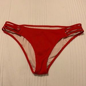 Red ribbed bikini bottoms